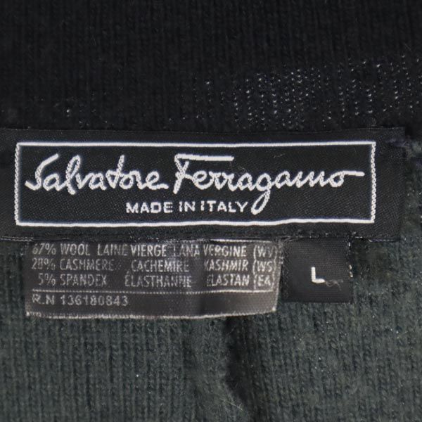 Salvatore Ferragamo サルヴァトーレフェラガモ イタリア製 ウールブレンド 長袖 テーラードジャケット L ブラック系 レディース