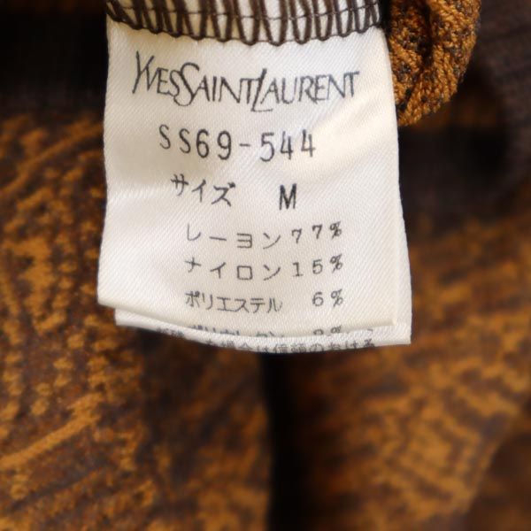 YVES SAINT LAURENT イヴサンローラン 日本製 総柄 長袖 ニット M ブラウン系 セーター レディース