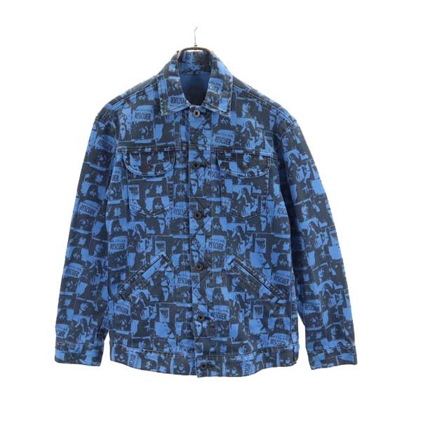 HYSTERICS ヒステリックス 日本製 総柄 ジャケット S 青系 ストレッチ メンズ