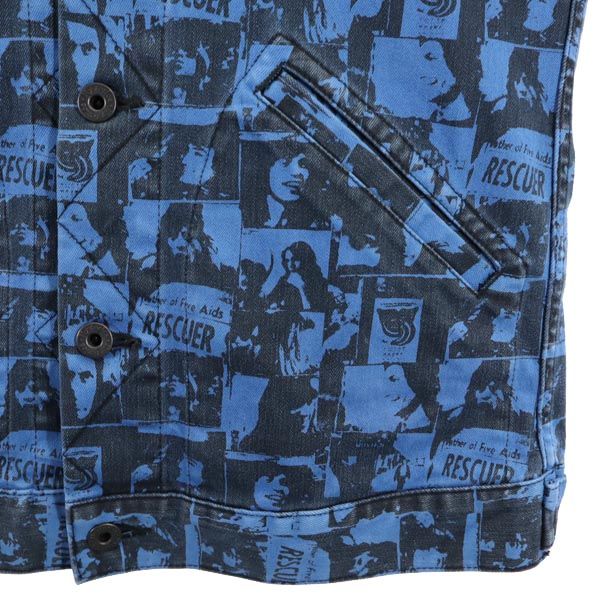 HYSTERICS ヒステリックス 日本製 総柄 ジャケット S 青系 ストレッチ メンズ