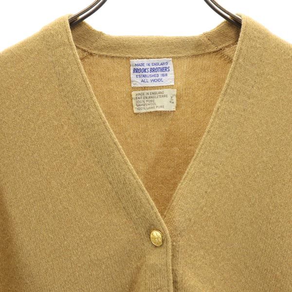 Brooks Brothers ブルックスブラザーズ イギリス製 長袖 Vネック カーディガン 36 イエロー系 レディース