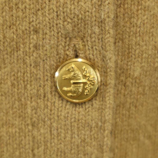 Brooks Brothers ブルックスブラザーズ イギリス製 長袖 Vネック カーディガン 36 イエロー系 レディース