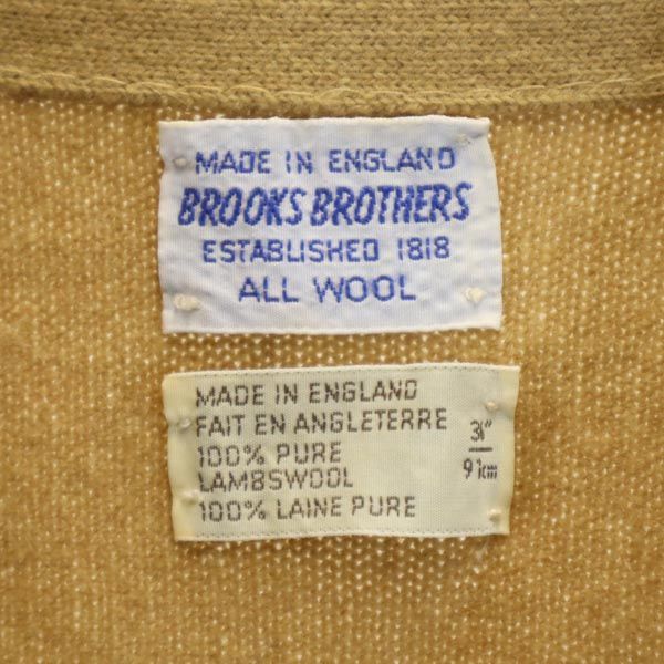 Brooks Brothers ブルックスブラザーズ イギリス製 長袖 Vネック カーディガン 36 イエロー系 レディース