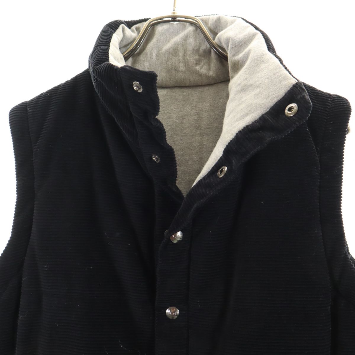 MHI by maharishi エムエイチアイバイマハリシ リバーシブル 中綿 ベスト M 黒×グレー系 コーデュロイ メンズ