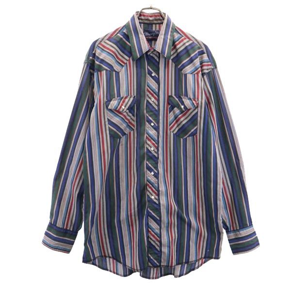 Wrangler ラングラー 80s ヴィンテージ ストライプ 長袖 ロングシャツ メンズ