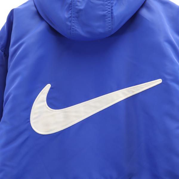 NIKE ナイキ 90s 00s 白タグ オールド 中綿 ベンチコート M ブルー フード 裏ボア メンズ