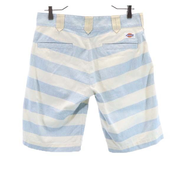 ディッキーズ アンドエーコラボア ボーダー柄 チノショートパンツ 42 水色×白 Dickies AND A メンズ