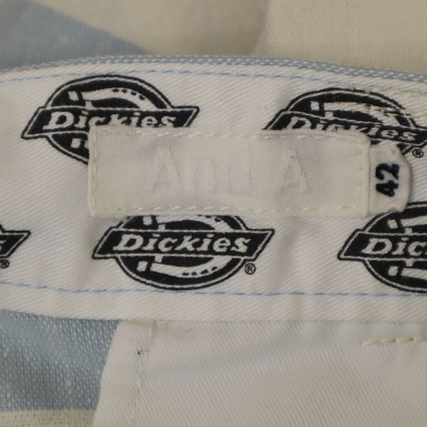 Dickies ディッキーズ アンドエーコラボア ボーダー柄 チノショートパンツ 42 水色×白 AND A メンズ
