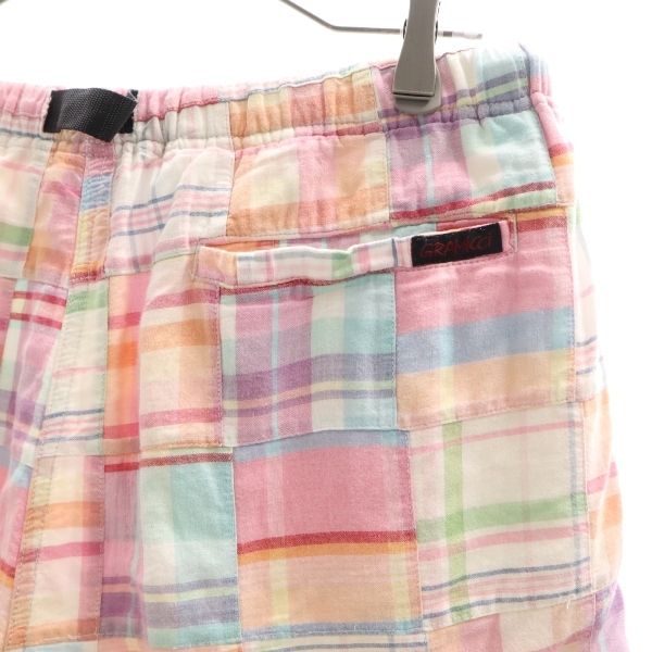 グラミチ パッチワーク風 チェック柄 アウトドアショートパンツ M ピンク系 Gramicci クライミング メンズ
