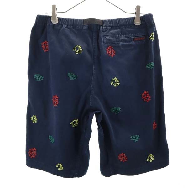 Gramicci グラミチ キースへリング コラボ 総柄 刺繍 アウトドアショートパンツ M 紺 KEITH HARING クライミング メンズ