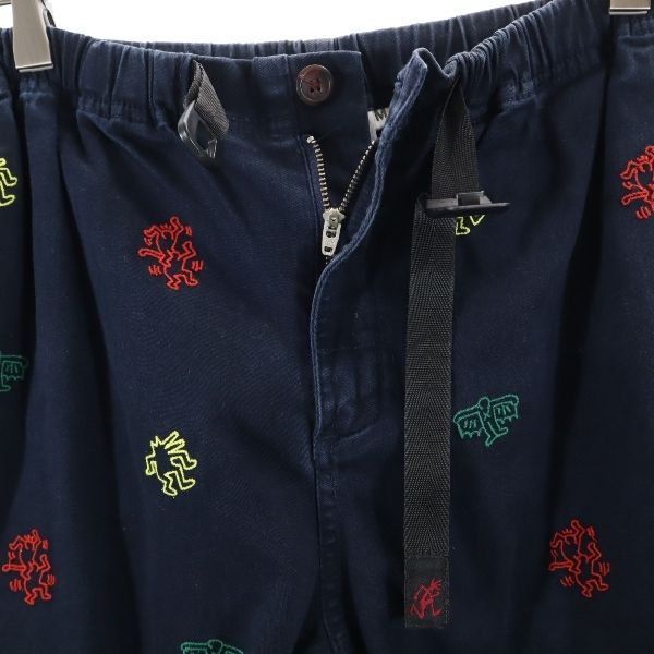 Gramicci グラミチ キースへリング コラボ 総柄 刺繍 アウトドアショートパンツ M 紺 KEITH HARING クライミング メンズ