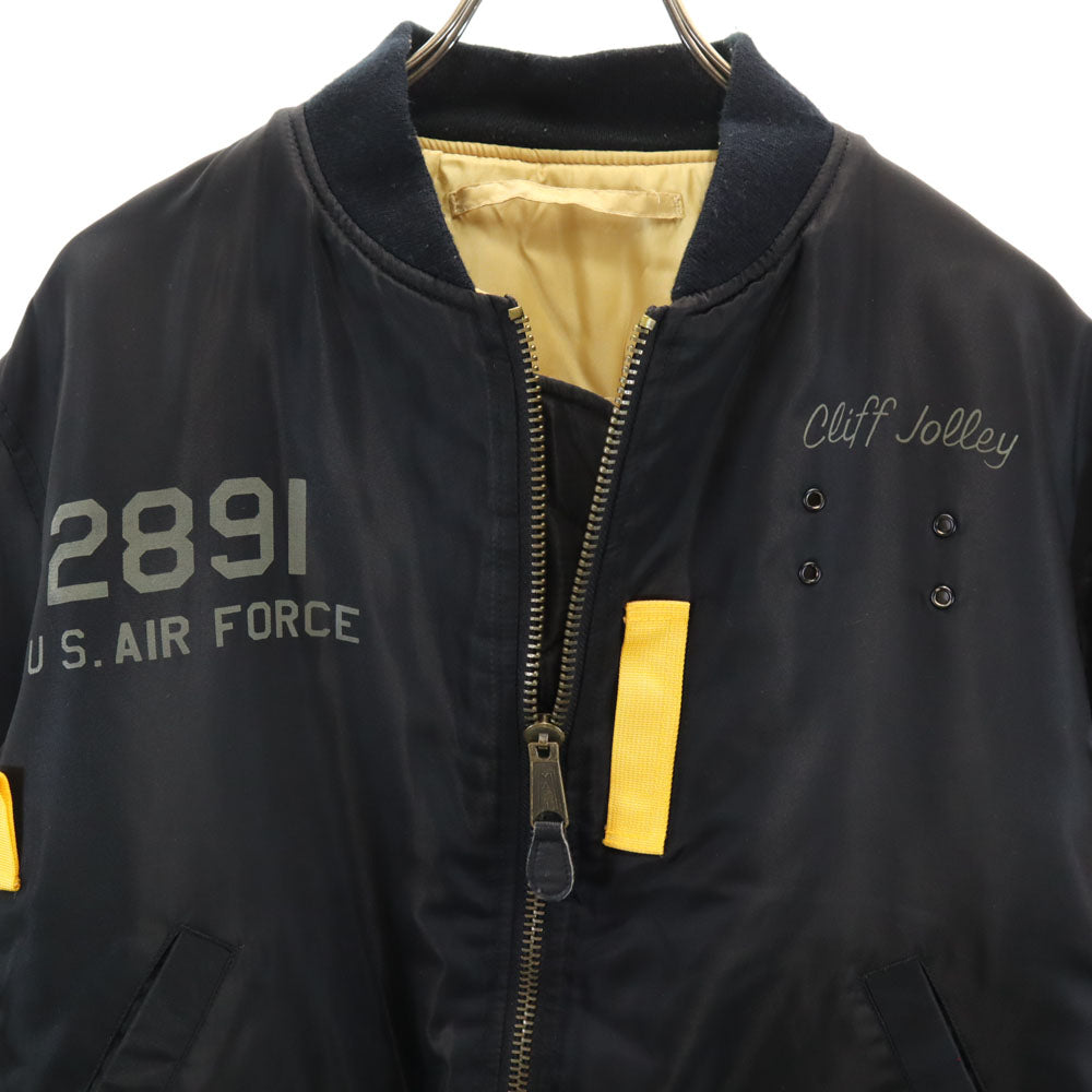 AVIREX アヴィレックス 618282 MA-1 ジョリーロジャー フライトジャケット L ブラック メンズ