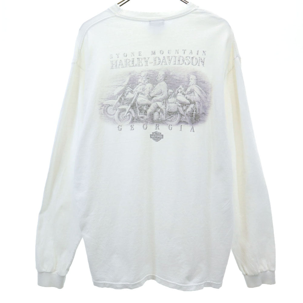 ハーレーダビッドソン ロングTシャツ Lサイズ 古着 ホワイト ロゴプリント ハーレーダビッドソン バックプリント 長袖 Tシャツ L ホワイト
