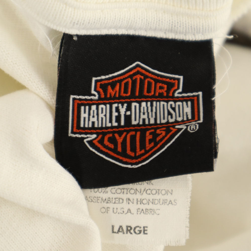 HARLEY DAVIDSON ハーレーダビッドソン バックプリント 長袖 Tシャツ L ホワイト ロンT メンズ