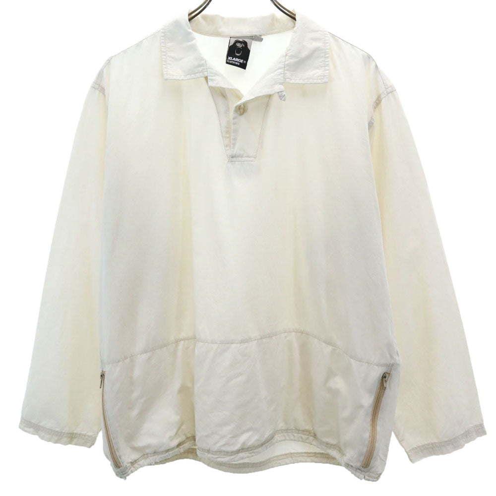 XLARGE エクストララージ USA製 長袖 オープンカラー プルオーバー シャツ M ホワイト メンズ