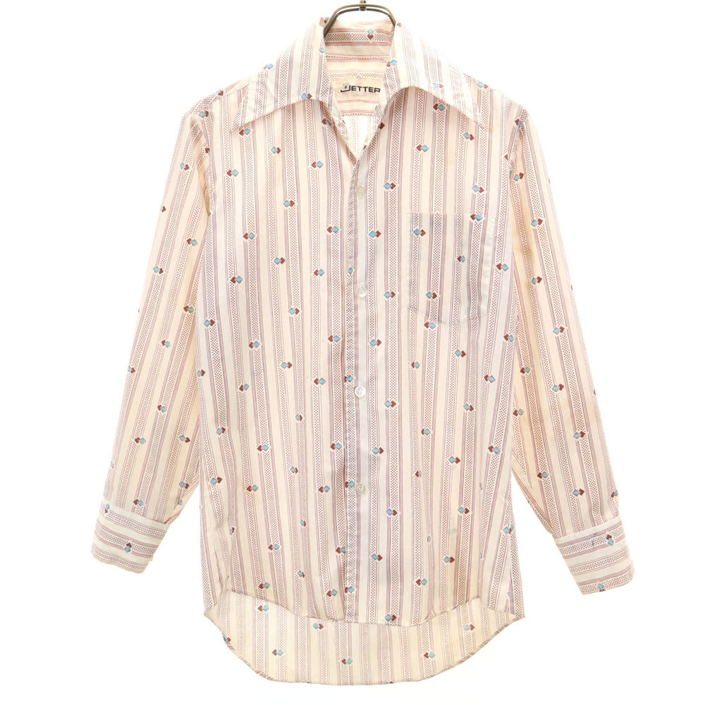 JETTER ストライプ柄 長袖 オープンカラーシャツ アイボリー 他 メンズ