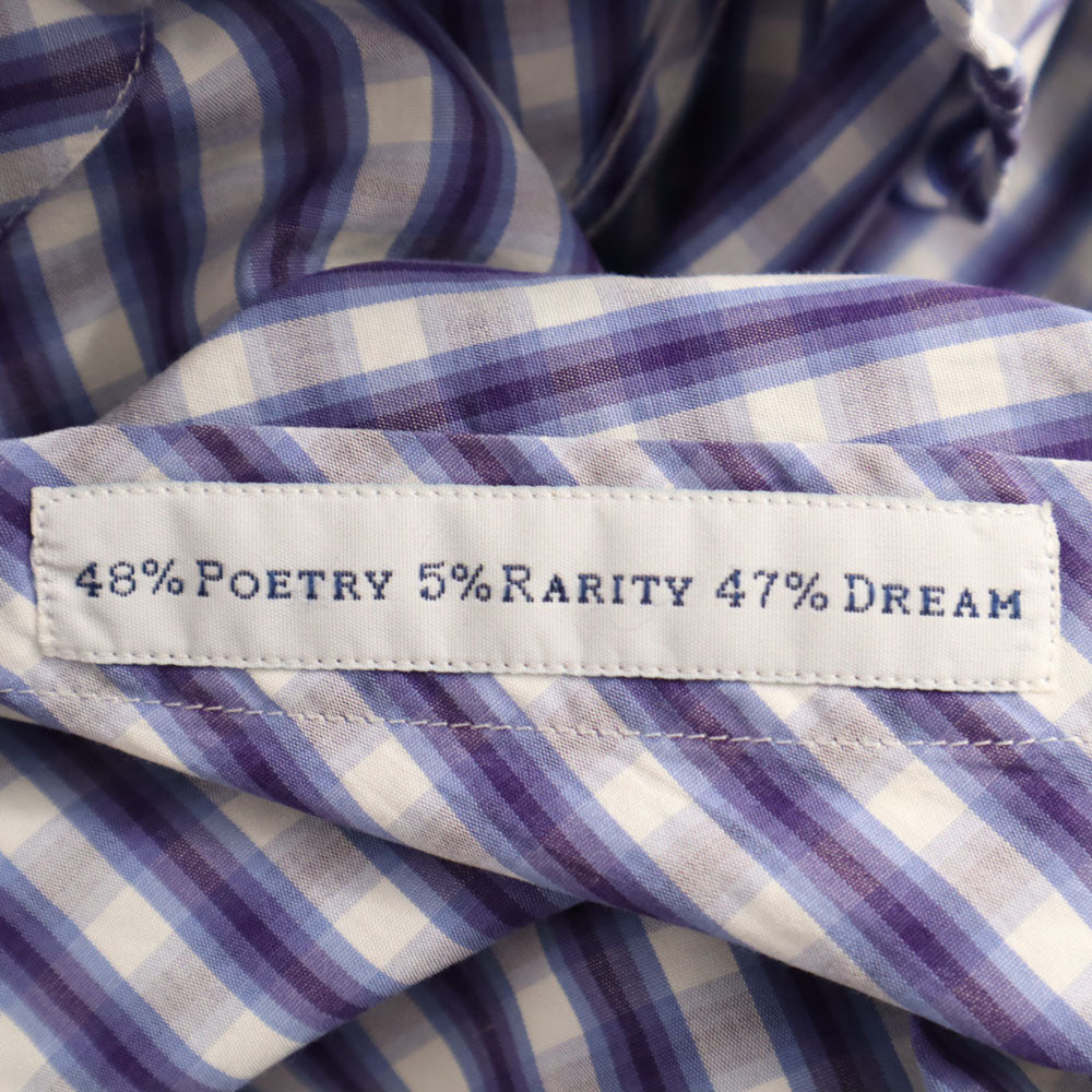 ETRO エトロ イタリア製 チェック柄 長袖 ボタンダウンシャツ 43 パープル 他 ロング丈 メンズ