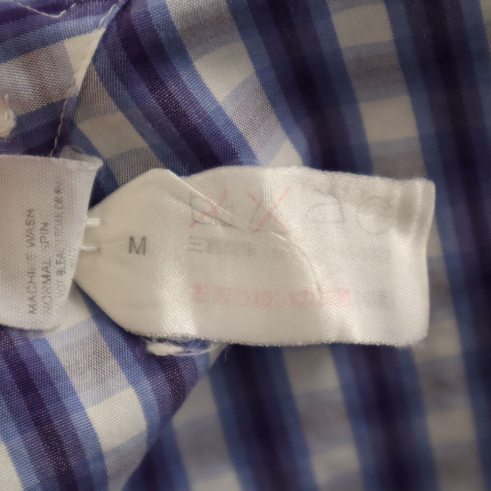 ETRO エトロ イタリア製 チェック柄 長袖 ボタンダウンシャツ 43 パープル 他 ロング丈 メンズ