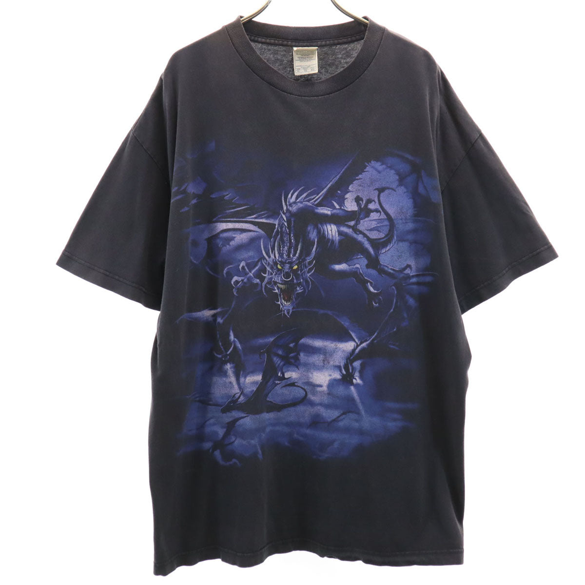 Alstyle Apparel & Activewear アルスタイルアパレルアンドアクティブウェア 90s 00s オールド ドラゴン プリント 半袖 Tシャツ XL グレー系 メンズ