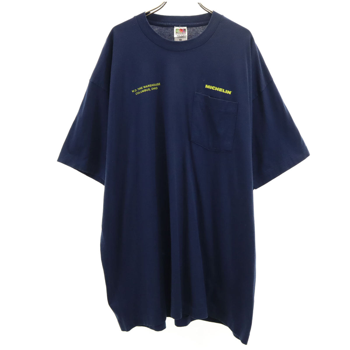 FRUIT OF THE LOOM フルーツオブザルーム 90s USA製 オールド 半袖 Tシャツ XXL ネイビー シングルステッチ ビックサイズ ポケT メンズ
