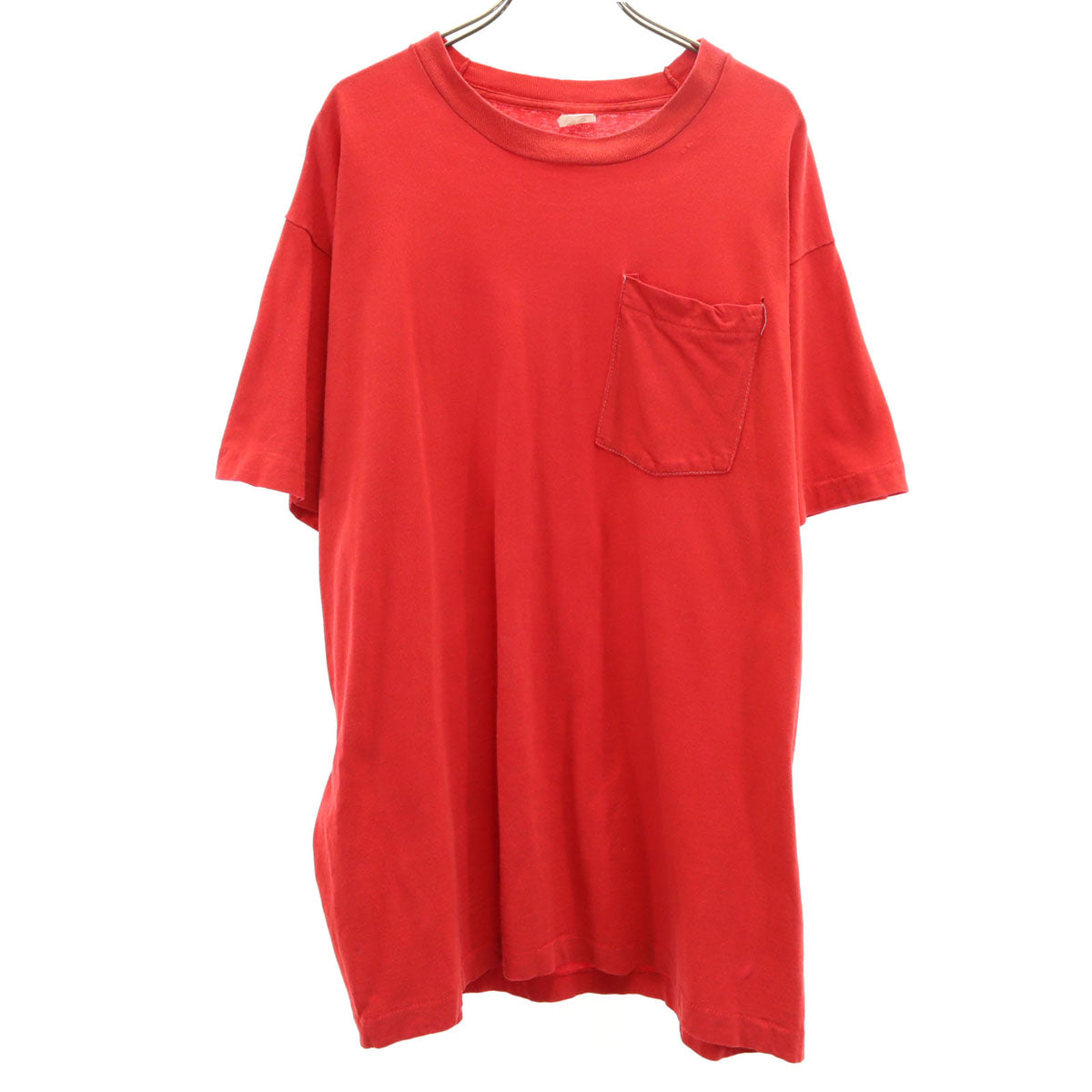 FRUIT OF THE LOOM フルーツオブザルーム 90s USA製 オールド 半袖 Tシャツ XXL 赤 シングルステッチ ビックサイズ ポケT 無地 メンズ