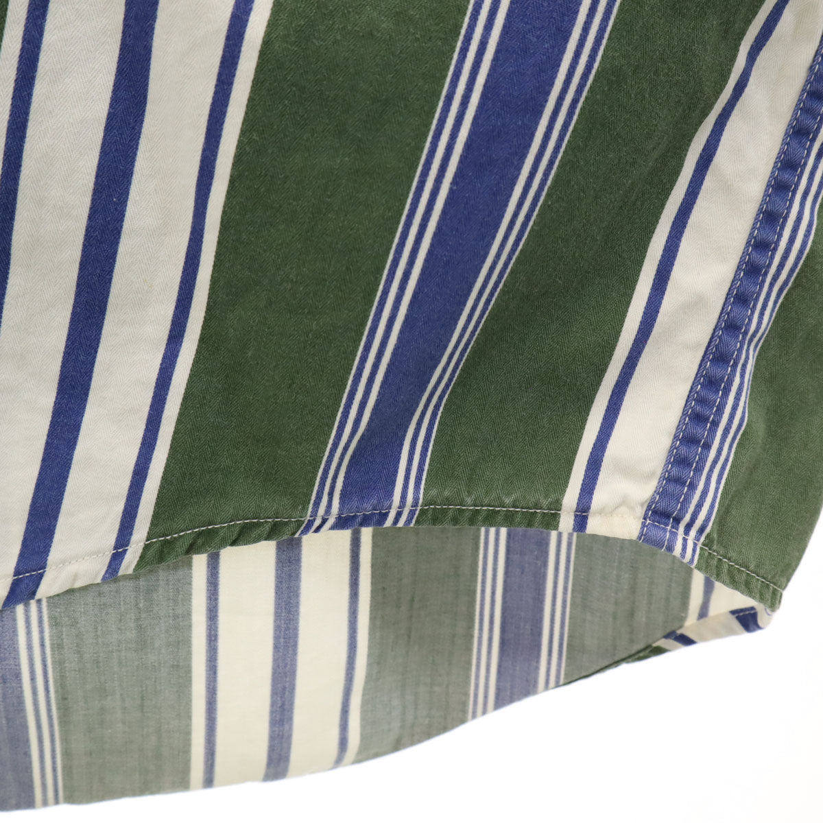 NAUTICA ノーティカ 90s USA製 オールド ストライプ柄 半袖 ボタンダウンシャツ L グリーン メンズ