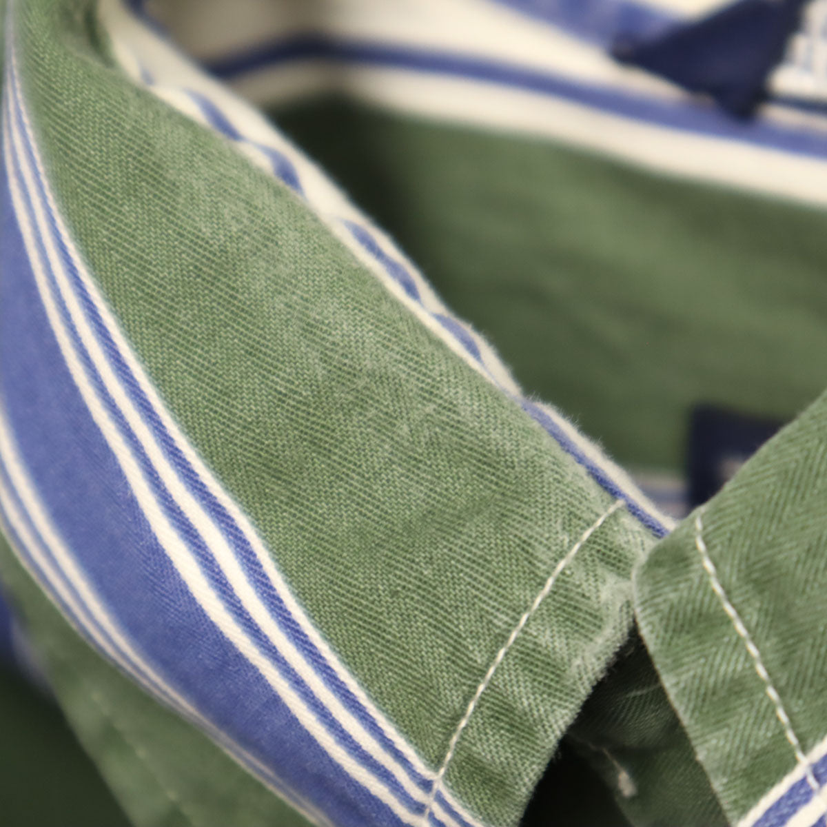 NAUTICA ノーティカ 90s USA製 オールド ストライプ柄 半袖 ボタンダウンシャツ L グリーン メンズ