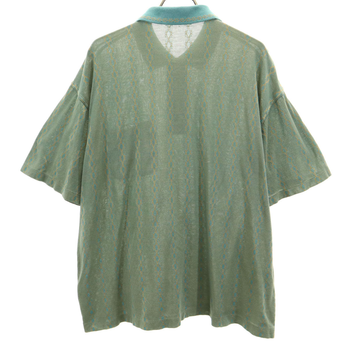 YVES SAINT LAURENT イヴサンローラン 90s オールド ストライプ柄 半袖 ポロシャツ L グリーン系 メンズ