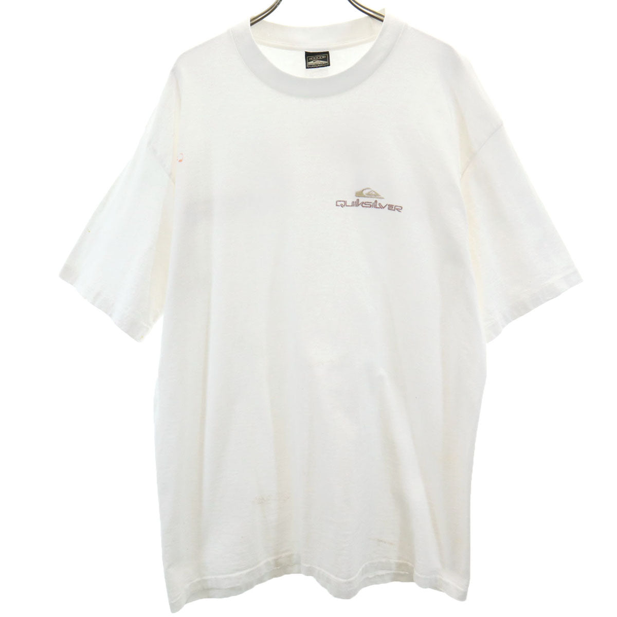 Quiksilver クイックシルバー USA製 バックロゴ 半袖 Tシャツ L ホワイト シングルステッチ メンズ