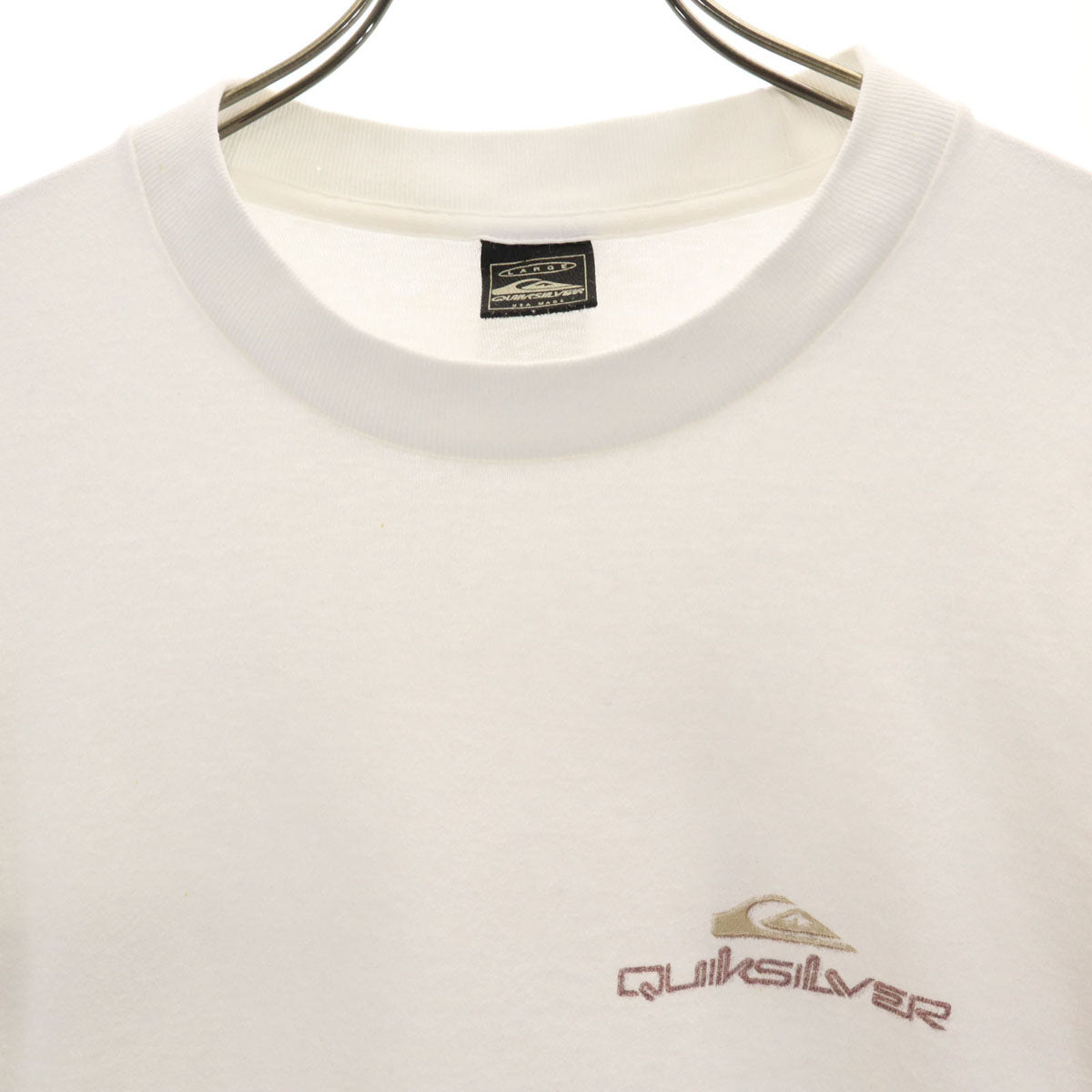 Quiksilver クイックシルバー USA製 バックロゴ 半袖 Tシャツ L ホワイト シングルステッチ メンズ