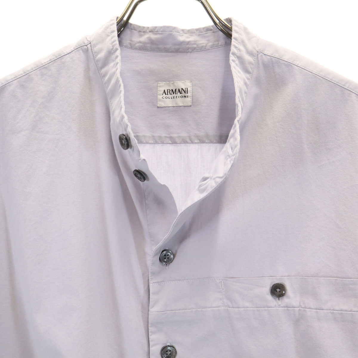 ARMANI COLLEZIONI アルマーニコレッツォーニ 半袖 バンドカラーシャツ L グレー メンズ