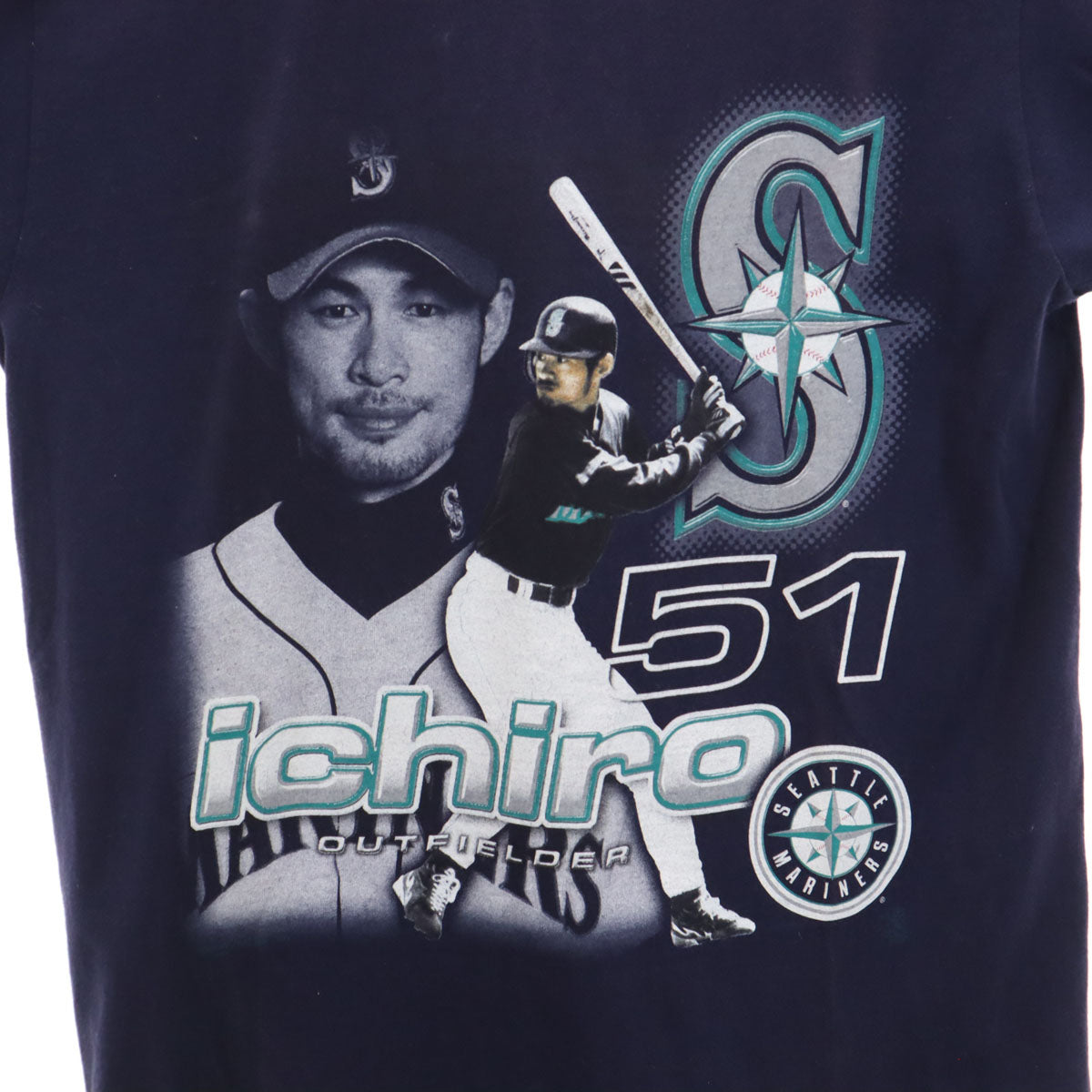 Majestic マジェスティック 半袖 Tシャツ M ネイビー イチロー選手 シアトルマリナーズ 51 メンズ