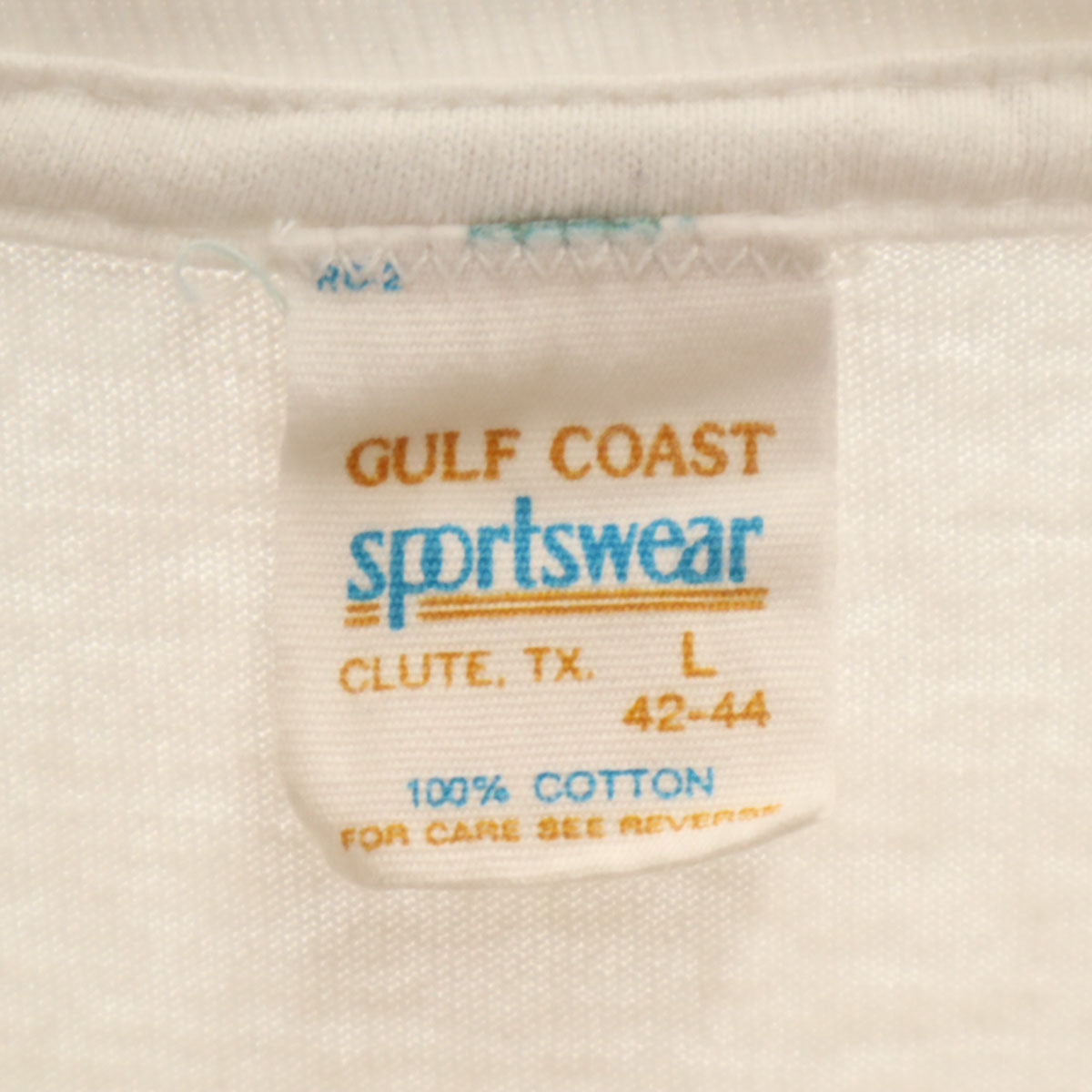 Gulf Coast Sportswear ガルフコースト 70s 80s USA製 ヴィンテージ 半袖 Tシャツ L ホワイト系 メンズ