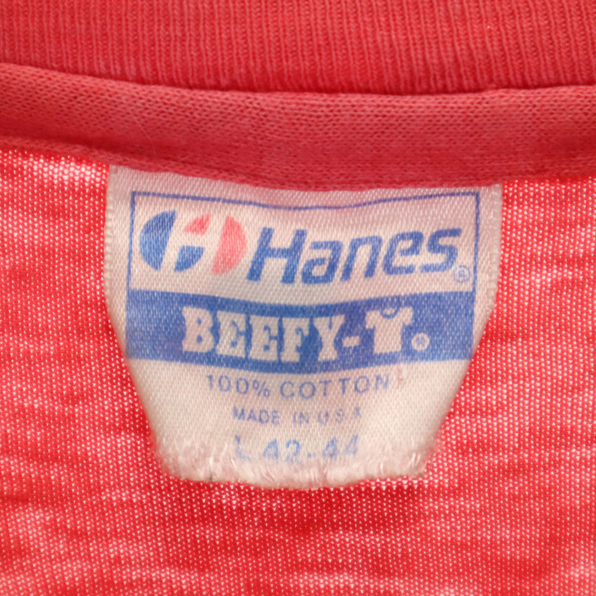 Hanes ヘインズ 80s 90s BEEFY-T USA製 オールド 半袖 Tシャツ L レッド系 シングルステッチ メンズ