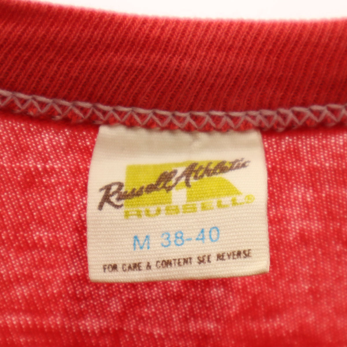 RUSSELL ラッセル 70s 80s USA製 ヴィンテージ 半袖 Tシャツ M レッド系 シングルステッチ メンズ