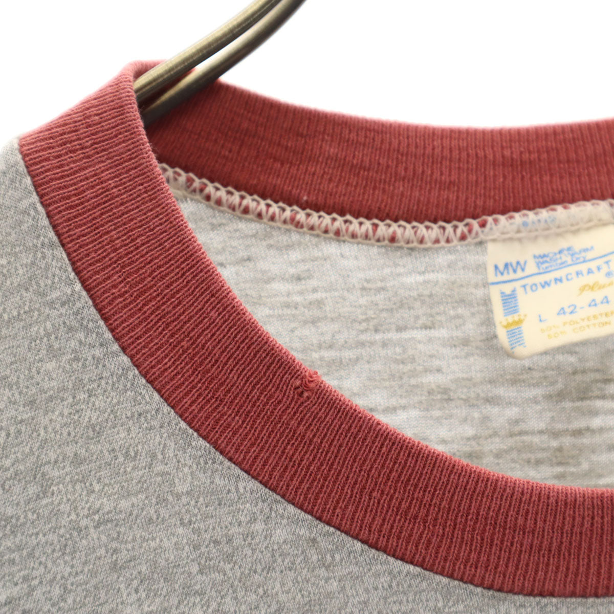 TOWNCRAFT タウンクラフト 70s ヴィンテージ 半袖 リンガー 無地 Tシャツ L グレー系 メンズ