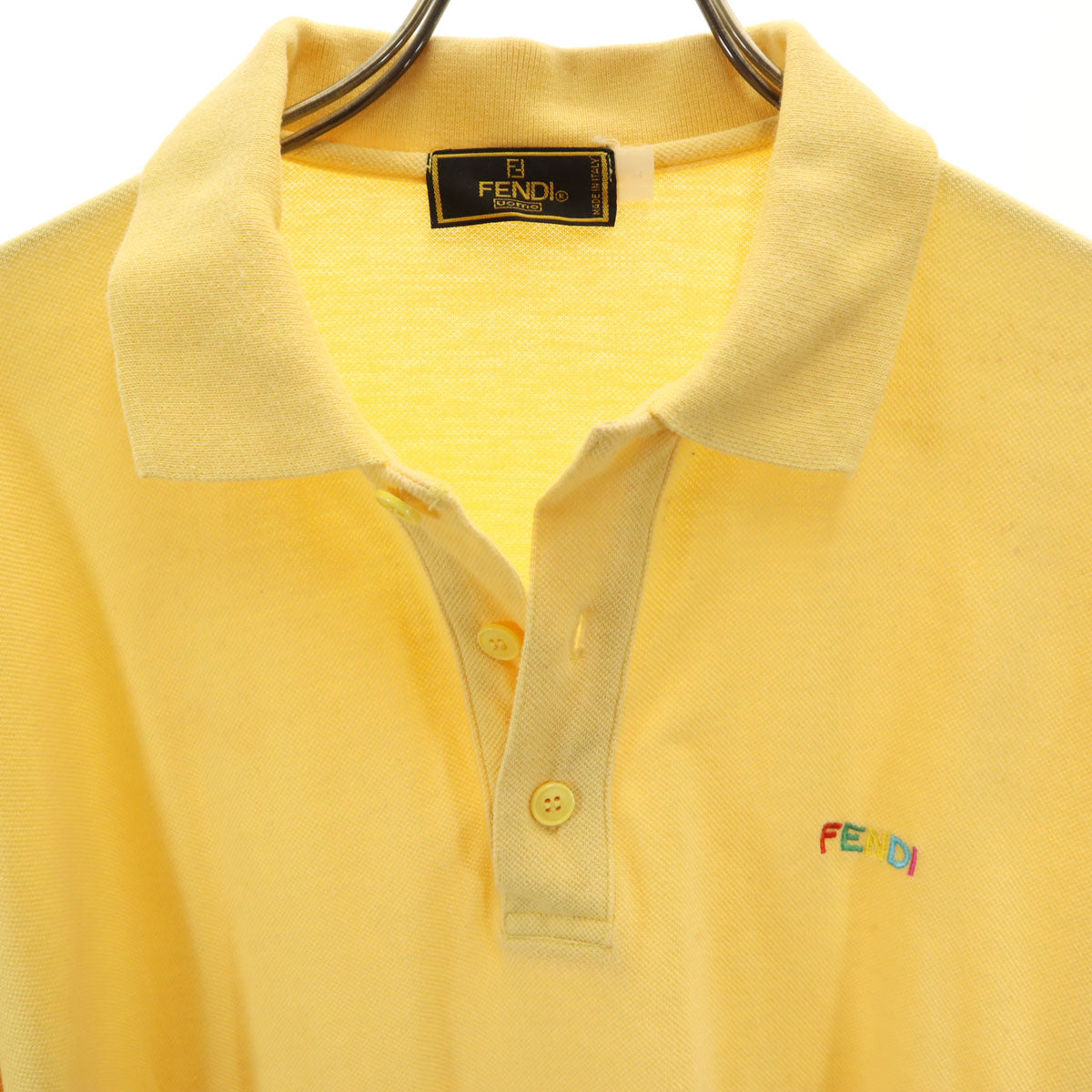 FENDI フェンディ イタリア製 オールド 半袖 ポロシャツ イエロー系 メンズ