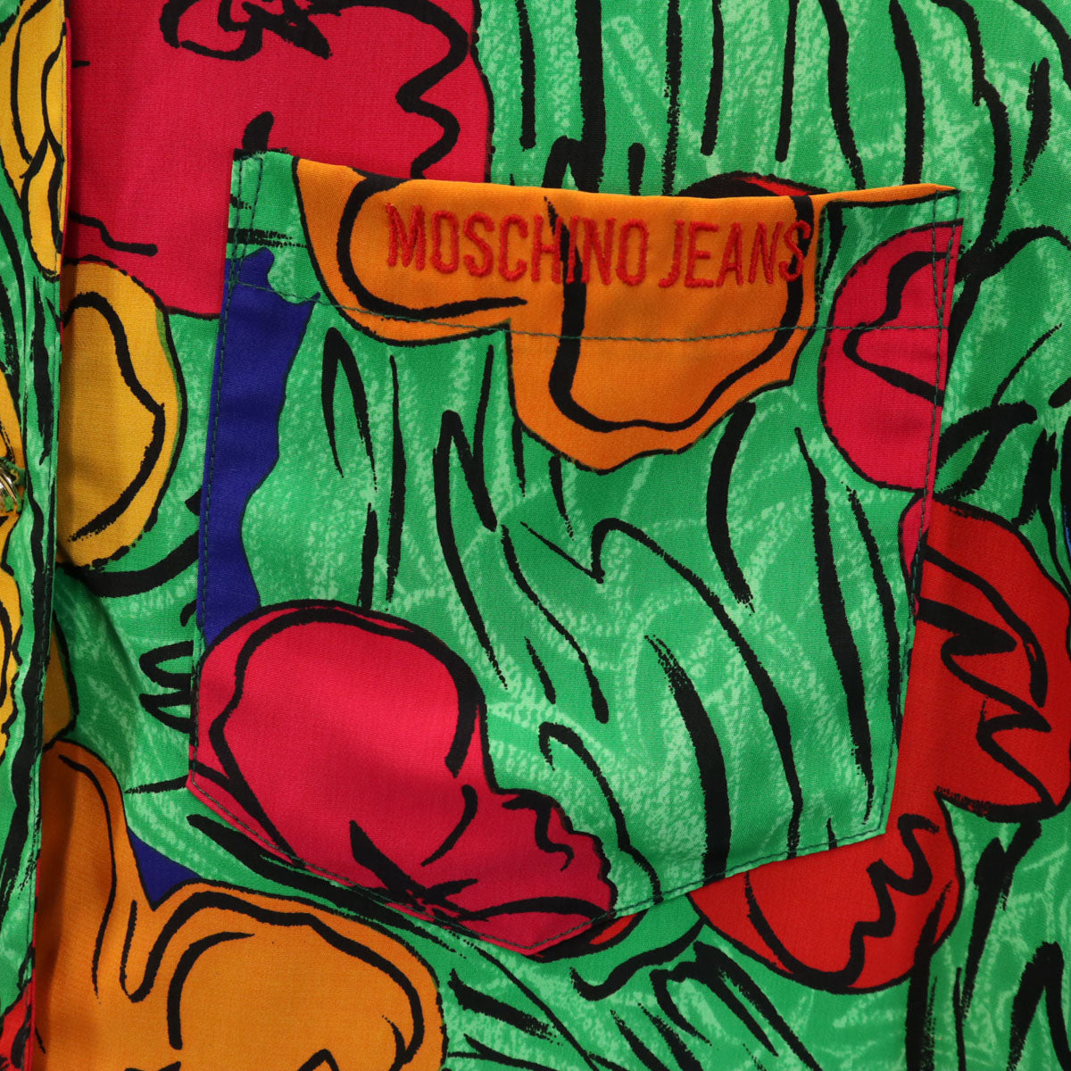 MOSCHINO モスキーノ JEANS 花柄 半袖 オープンカラー シャツ 9 レディース