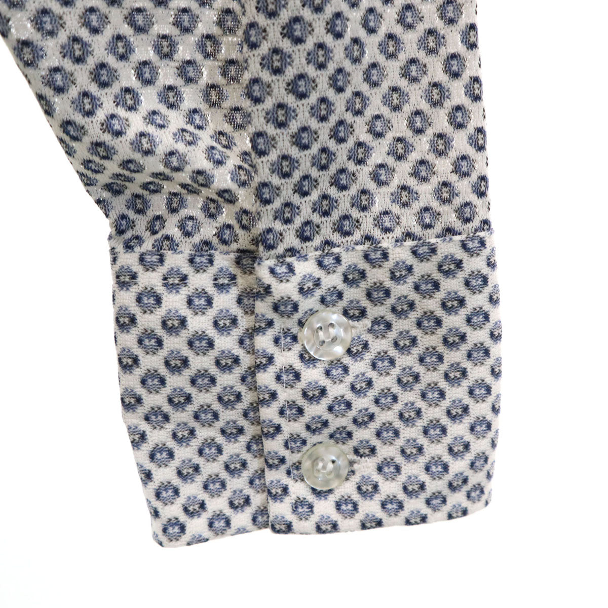 VAN HEUSEN ヴァンヒューゼン 70s ヴィンテージ 総柄 長袖 シャツ 15 1/2-34 ホワイト メンズ