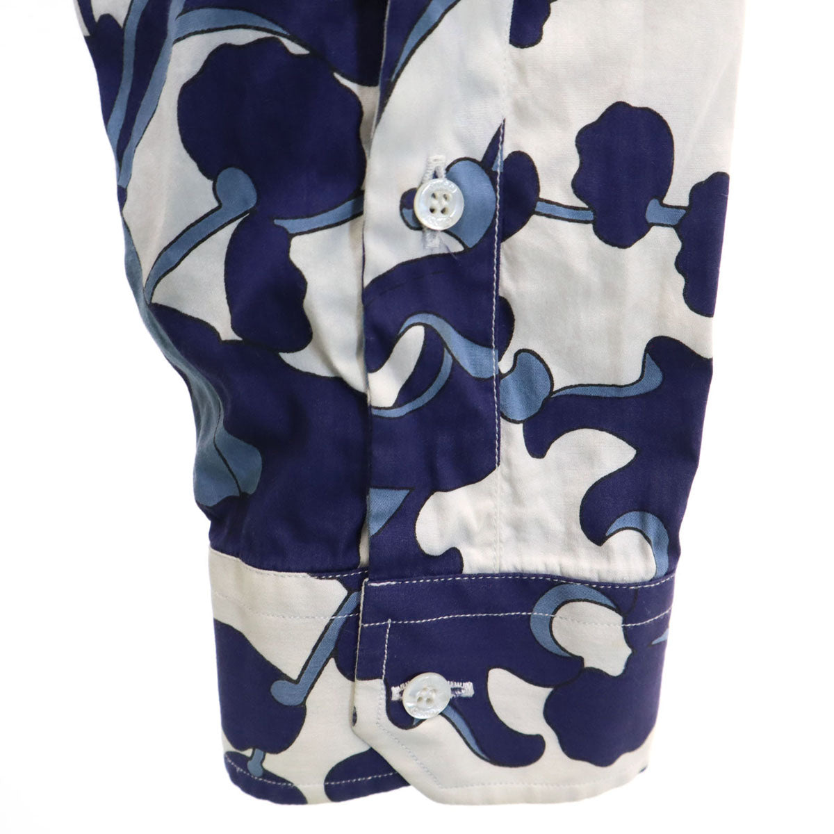 GUCCI グッチ イタリア製 シルクブレンド 総柄 長袖 シャツ 42 ネイビー メンズ