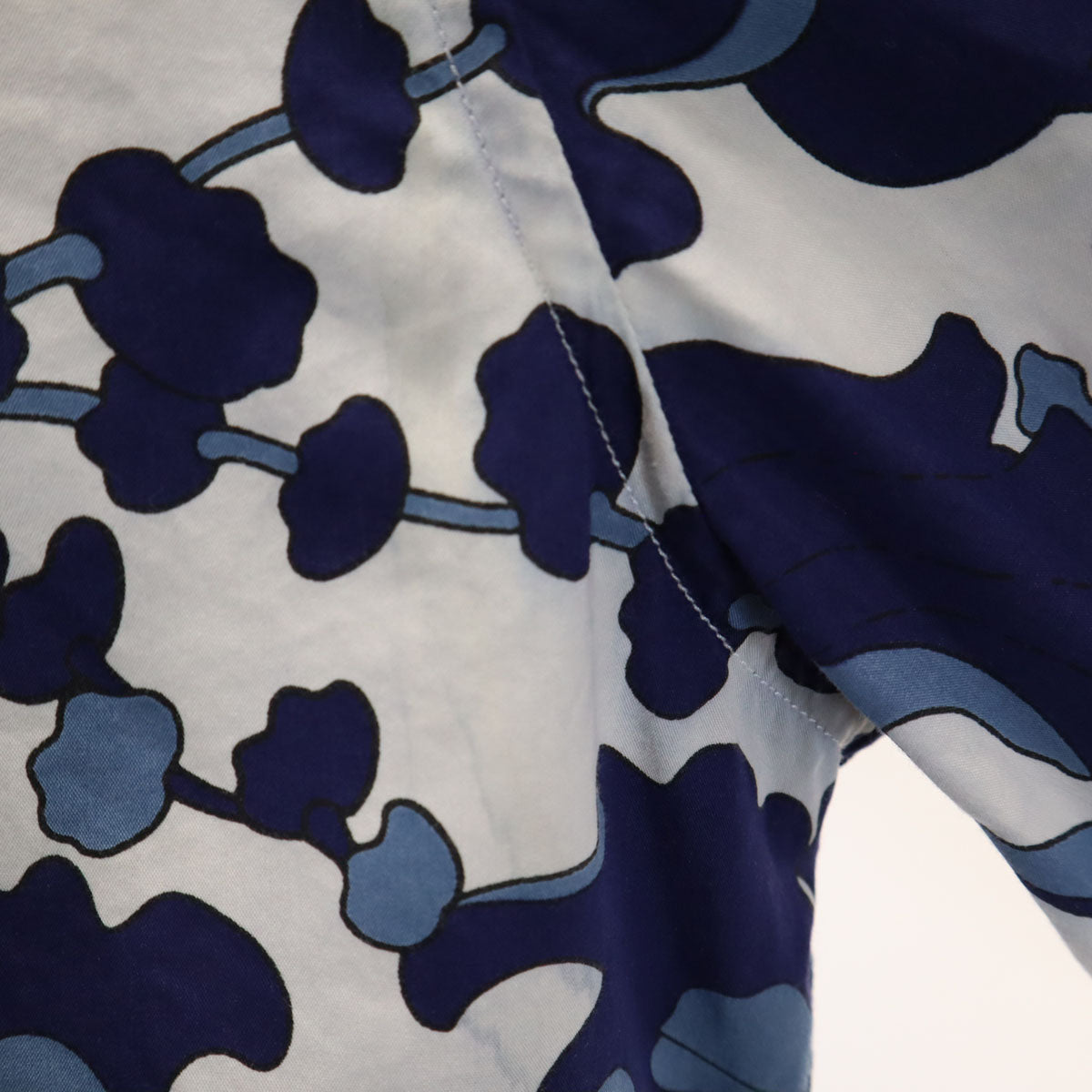 GUCCI グッチ イタリア製 シルクブレンド 総柄 長袖 シャツ 42 ネイビー メンズ