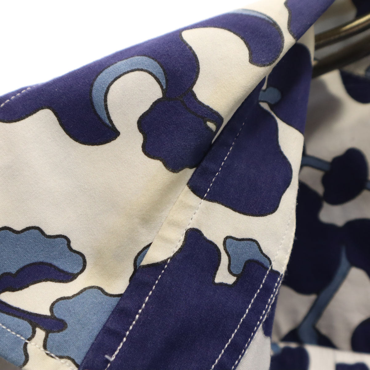 GUCCI グッチ イタリア製 シルクブレンド 総柄 長袖 シャツ 42 ネイビー メンズ