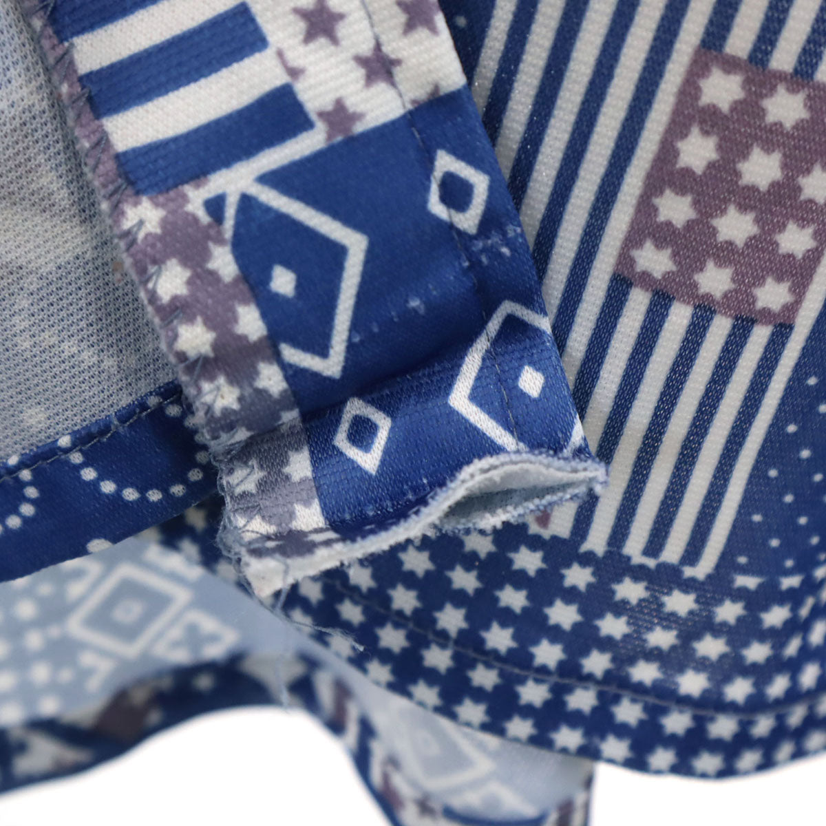 70s ヴィンテージ 総柄 長袖 シャツ ブルー系 メンズ