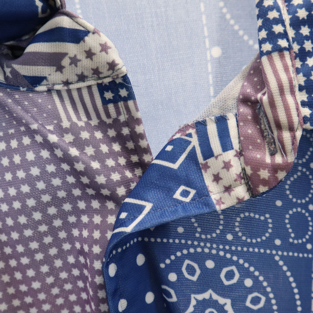 70s ヴィンテージ 総柄 長袖 シャツ ブルー系 メンズ