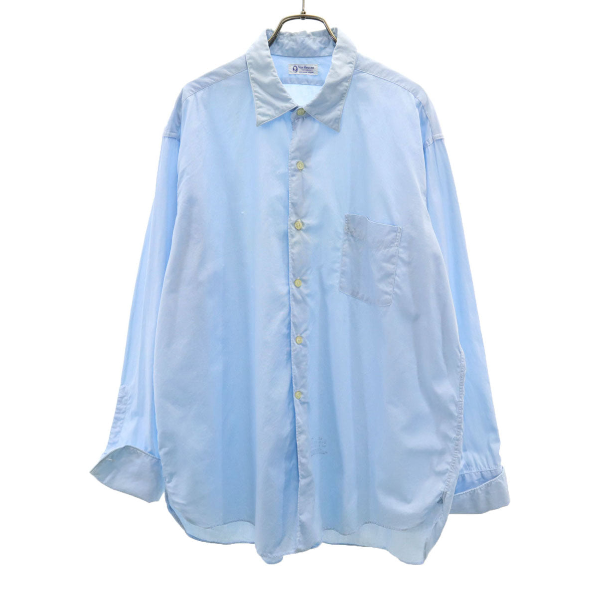 VAN HEUSEN ヴァンヒューゼン 50s 60s ヴィンテージ 長袖 シャツ 17-33 水色 ダブルカフス メンズ