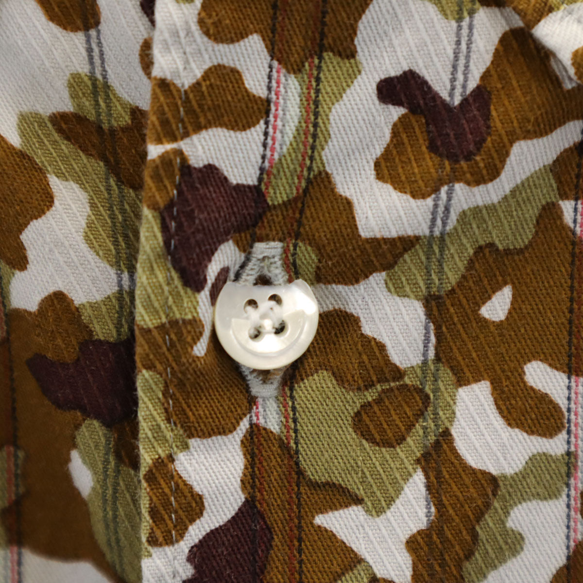 COMME des GARCONS HOMME PLUS コムデギャルソンオムプリュス 1997年 90s 日本製 オールド カモフラ ストライプ柄 長袖 シャツ ブラウン系 迷彩 メンズ