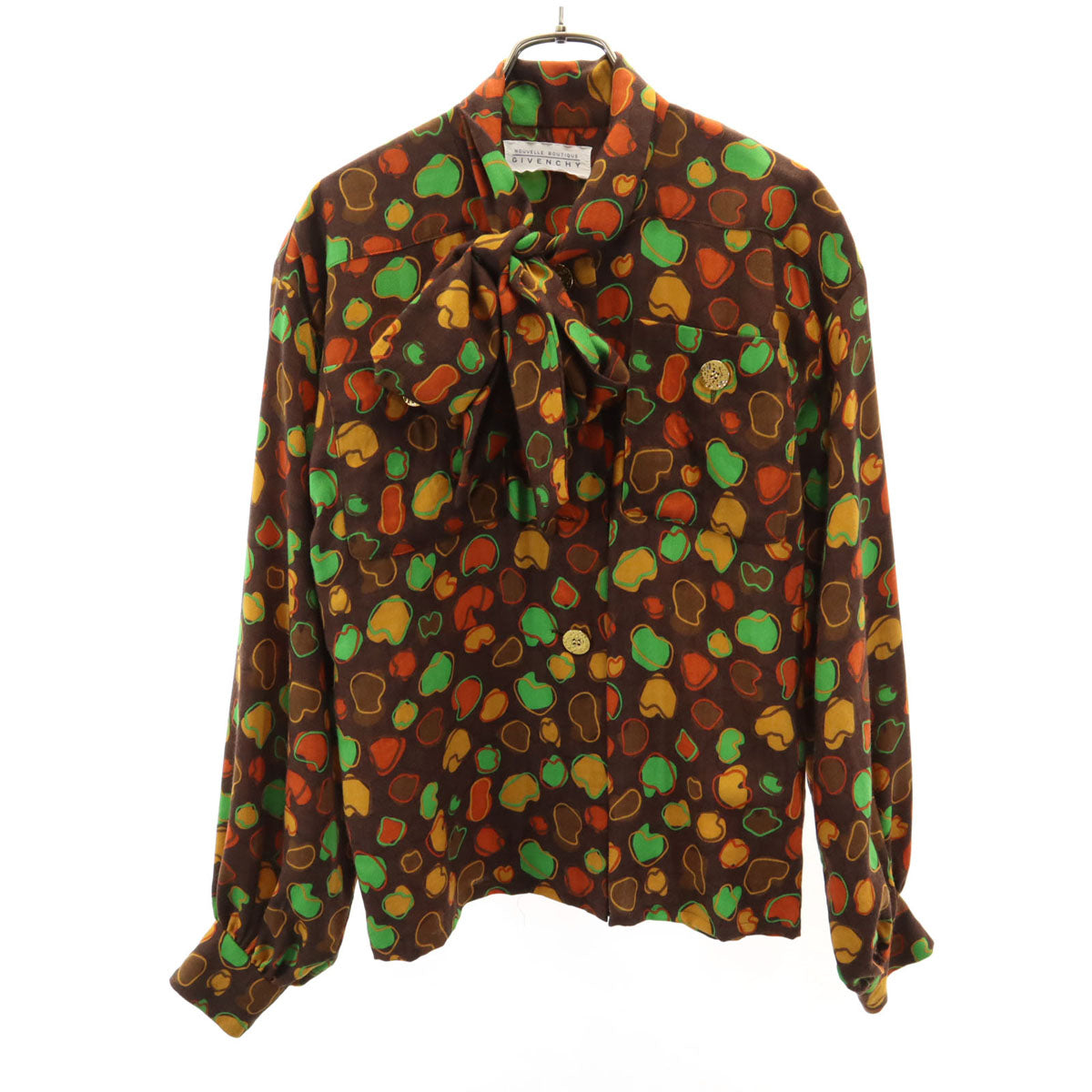 GIVENCHY ジバンシィ 90s シルクブレンド オールド 長袖 シャツ 10 ブラウン レディース