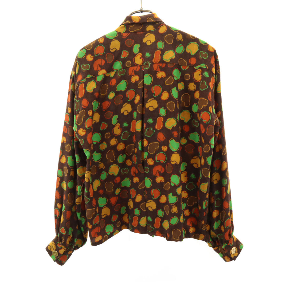 GIVENCHY ジバンシィ 90s シルクブレンド オールド 長袖 シャツ 10 ブラウン レディース