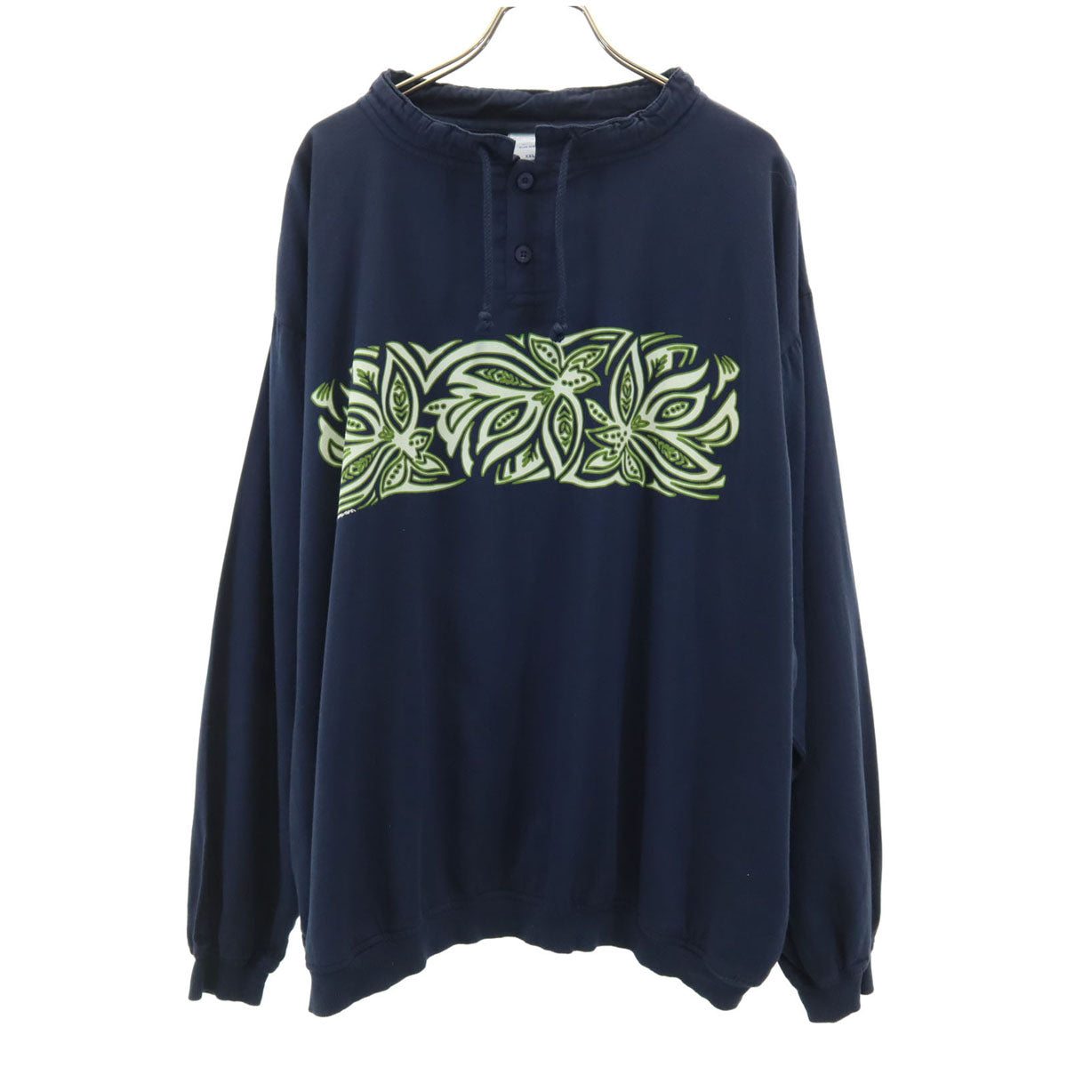 Crazy Shirt クレイジーシャツ 90s USA製 オールド 長袖 ヘンリーネック Tシャツ XXL ネイビー ロンT ビッグサイズ メンズ