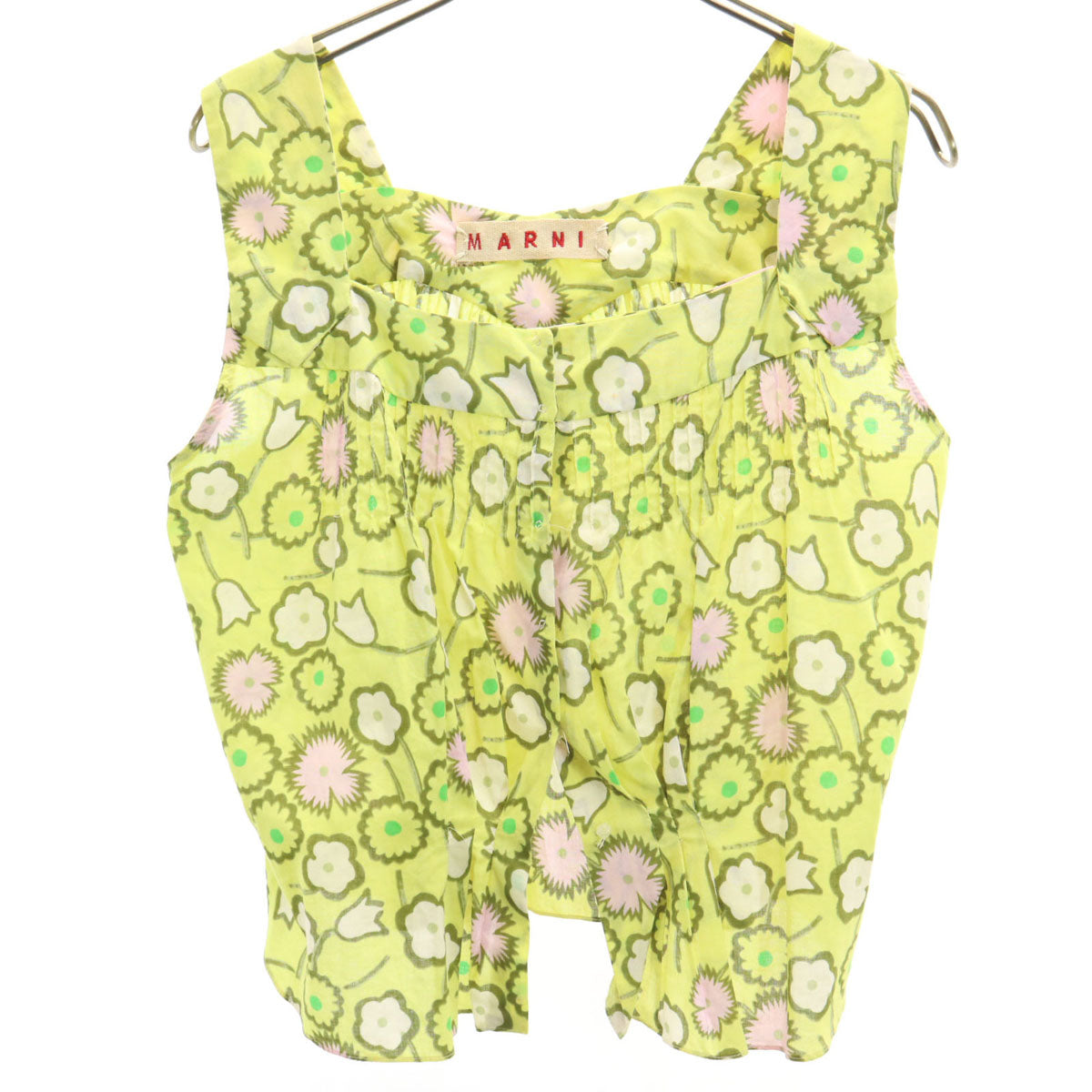 MARNI マルニ イタリア製 花柄 ノースリーブ シャツ 40 イエロー系 レディース